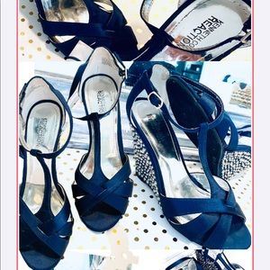 💖Navy cobalt Blue Satin Dress Sandals💖